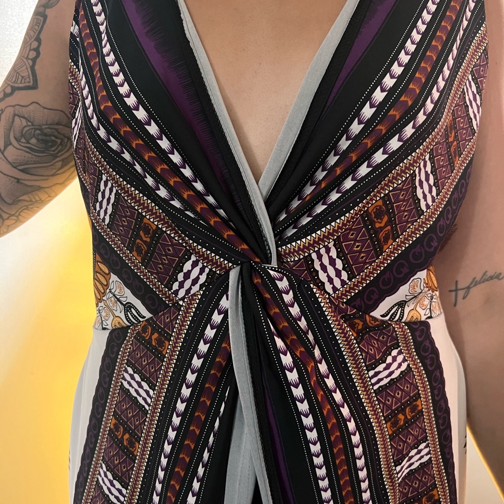 Ashley Stewart Black and Purple High/Low Dress